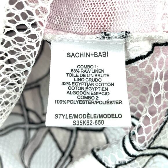 Sachin + Babi Pink Linen Short Sleeve Sweater w/ Mesh Patterned Back Size XS - Picture 6 of 7